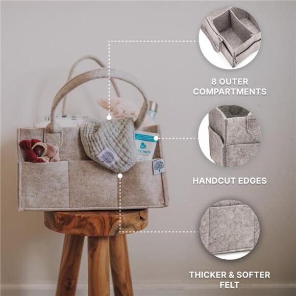 Baby Diaper Caddy Nursery Storage Bin Organizer for Wipes Clothes Car Oatmeal - Picture 6 of 7